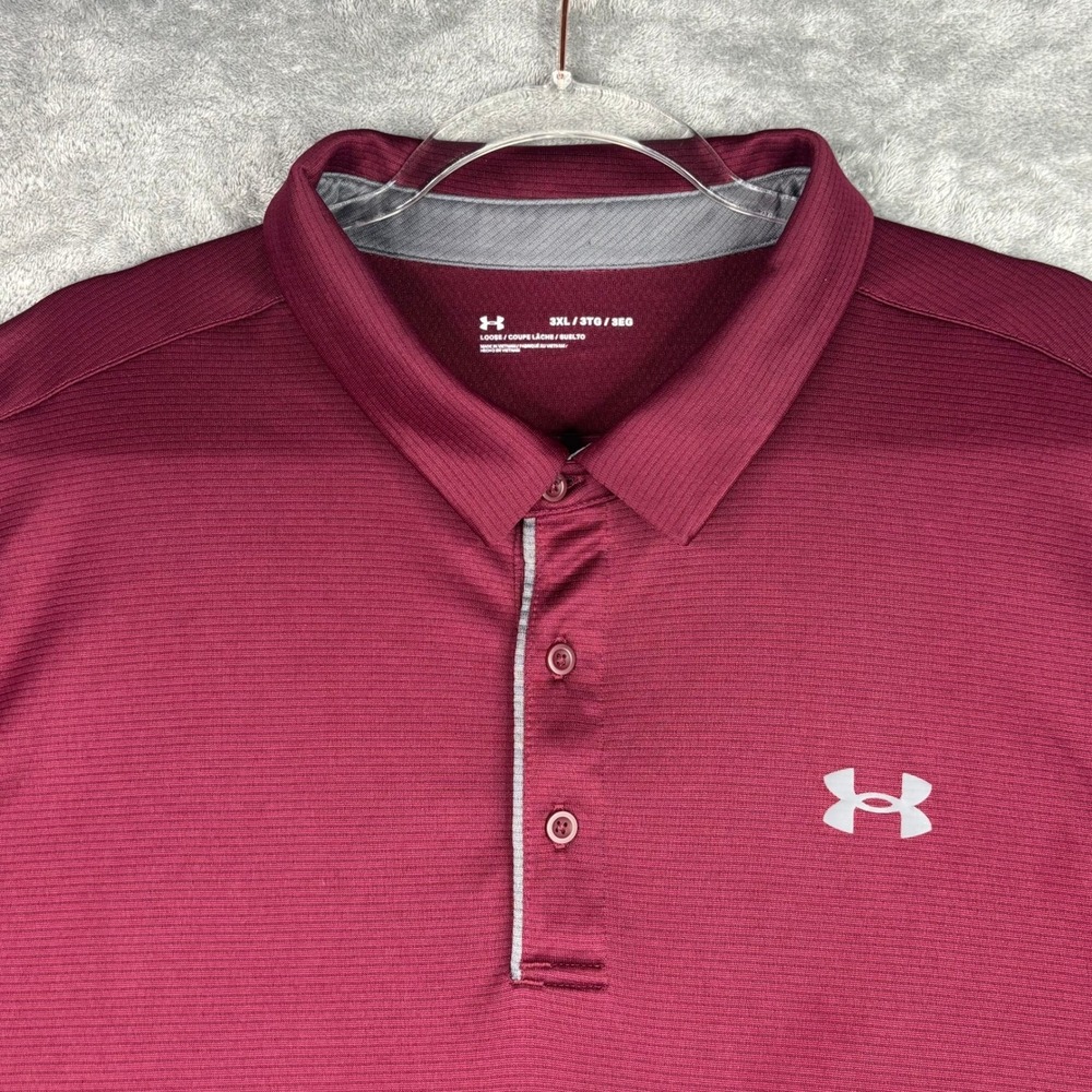 Under Armour Mens 3XL Maroon Short Sleeve Performance Polo Shirt Loose Fit Snags